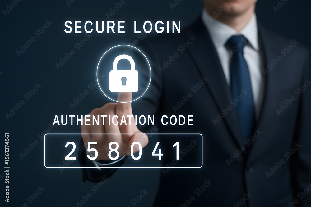 Poster secured authentication: a professional user initiates a secure login, employing advanced authenticat