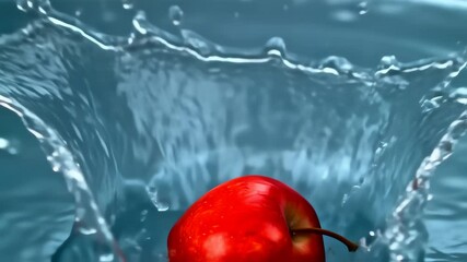 Red apple falling into water with splash in slow motion - Powered by Adobe
