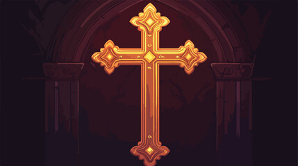 Catholic Holy Cross Flat Vector Illustration