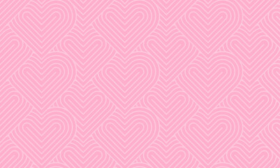 Modern and minimalist heart pattern background with pink heart lines. Printable vector container background for Valentine's Day.