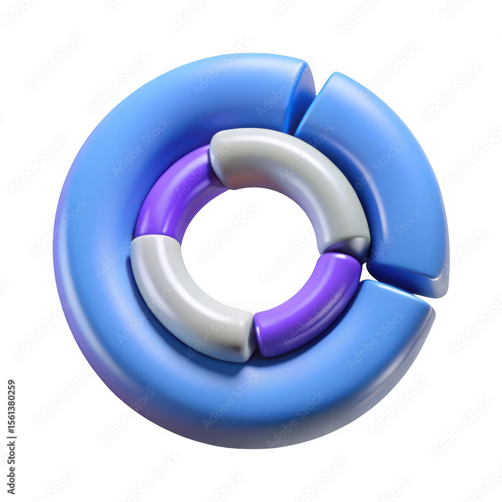 Poster 3d abstract circular chart element isolated on transparent background