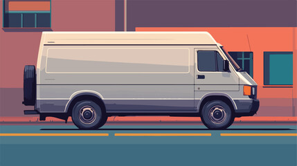 Cargo Van Truck Flat Vector Illustration for Transportation
