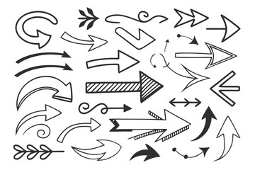 Hand-Drawn Arrow Set in Sketch Vector Format Featuring Circular and Curved Lines in Black for Infographic Templates, UI Navigation Projects, and Presentation Graphics.

