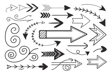 Fototapeta premium Curved and Zigzag Arrows in Hand-Drawn Vector Style Featuring Circular Sketch Icons in Black for Infographics, UI Navigation Projects, and Presentation Graphics.