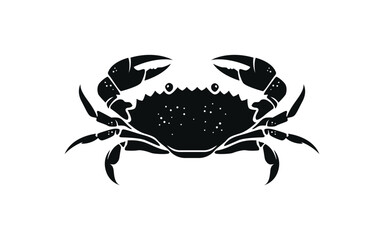 Minimalist Silhouette Illustration of a Crab in Black Vector Style for Seafood Branding, Logo Design, and Marine-Themed Graphic Elements