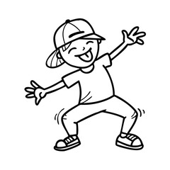 Cartonic hiphop dancer outline illustration 