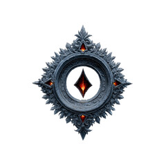 Ornate Stone Compass Rose with Glowing Ember Center