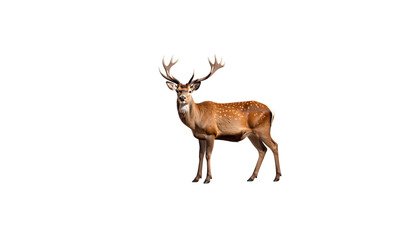 Fototapeta premium Isolated white deer and reindeer with antlers separated on white background