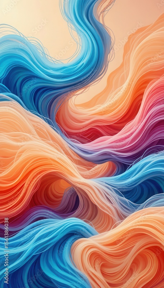 Poster colorful abstract waves create a vibrant background for mobile displays