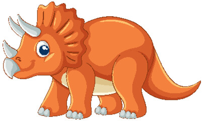 Cute Cartoon Triceratops Vector Illustration