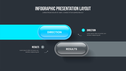 Professional Innovation 2 Element Infographic Slide Design. Service Profile Two Option Diagram Frame Layout. Product Launch Presentation Template Vector Illustration.
