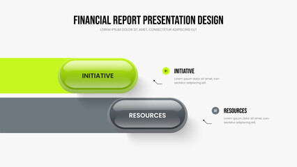 Product Launch Two Step Infographic Slide Template. Professional Planning Frame Layout Vector Illustration. Modern Performance 2 Element Diagram Presentation Design.