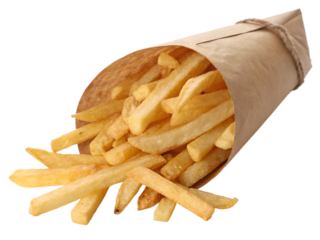 Crispy French Fries in Paper Cone for Snack Time Enjoyment