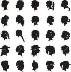 profile silhouette, minimalist black and white portrait, graphic art, minimalist design, simple shapes, monochrome, clean lines, abstract faces, subtle details, elegant style, modern and contemporary