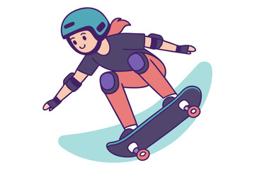Minimalist Skateboarder Vector Depicting Adventure and Balance Theme