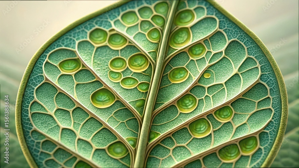 Aufkleber detailed microscopic view of leaf structure under gigapixel resolution