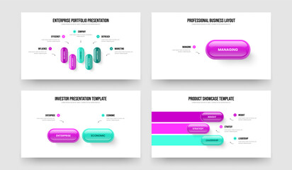 Project Growth Five One Two Three Step Infographic Slide Layout Vector Illustration Collection. Modern Briefing 5 1 2 3 Element Diagram Frame Design Bundle.