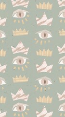 Cute eye pattern iPhone wallpaper, pastel green design