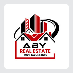 Fototapeta premium Letter ABY building vector, ABY initial construction. ABY real estate. ABY home letter logo design, ABY real estate Logo , Style home logo 