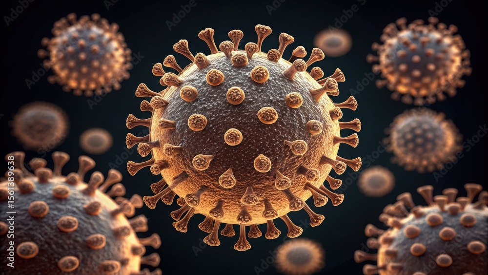 Poster close-up view of virus particles under electron microscope gigapixel