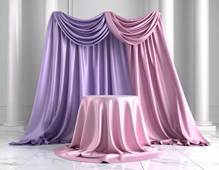 Elegant Draped Fabric Backdrop Minimalist Podium Display
