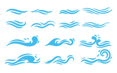 set of sea waves vector