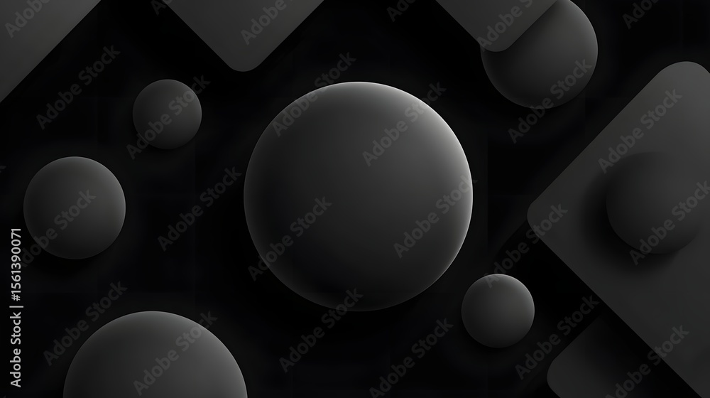 Poster abstract geometric composition with spherical forms