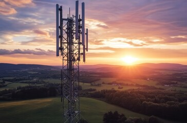 Tower-based WiFi installation in a remote rural area, 5G module shining