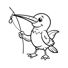 Fototapeta premium Kingfisher bird cute cartoon character walk 