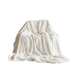 A white blanket draped in a soft, fluffy mound [Transparent Background PNG]