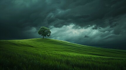sky, nature, landscape, meadow, green, clouds, farm