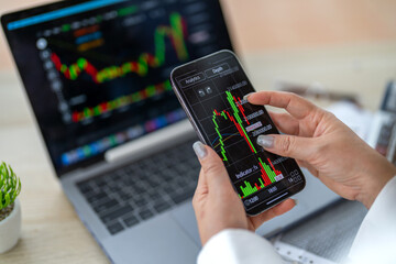 Business people with stock market chart financial trading, online investment, stock exchange analysis, market trends, real-time trading data, forex and crypto trading economic forecasting tool