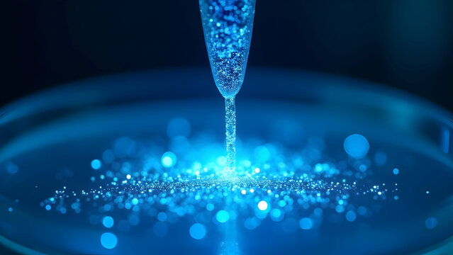 Glowing Liquid Turning into Binary Code in a Petri Dish - Powered by Adobe