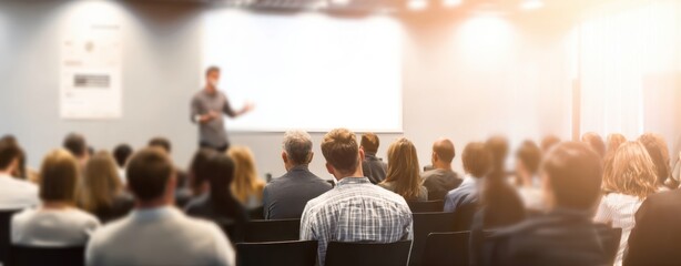 The audience engaging attentively during a business presentation in a modern setting.