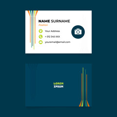 Name Card Design with Abstract Line Brick Perspective Composition