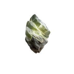 Fototapeta premium Luminous Green Crystal Rock Formation, Isolated on Black Background