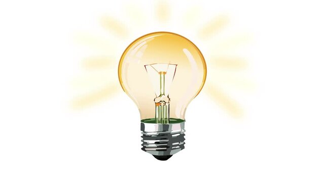 An E27 type flashing light bulb animated illustration on a white background