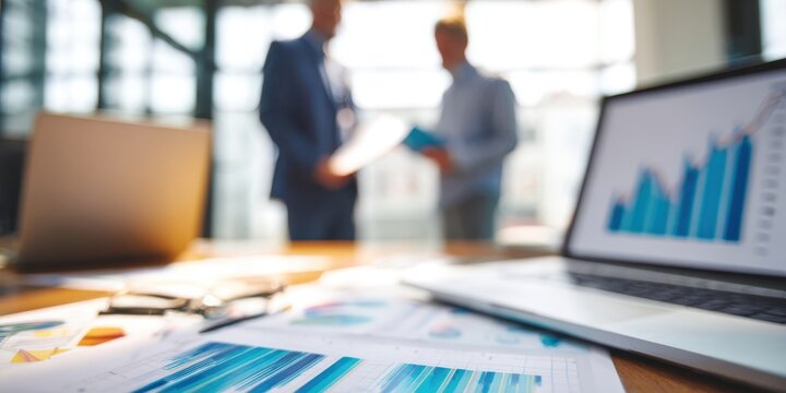 The professionals discussing data insights in a modern office setting.