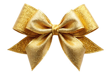  beautifu golden ribbon bow isolated on white background, PNG