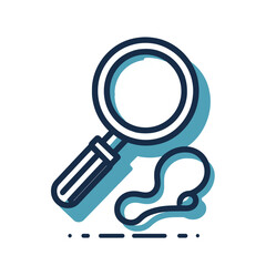 Magnifying glass with abstract shape in flat blue line style
