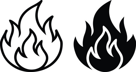 Fire Icon – Flame Symbol for Heat, Burn, Energy, and Hot Temperature