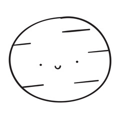 Cute smiling planet. Vector outline design. Illustration on white background.