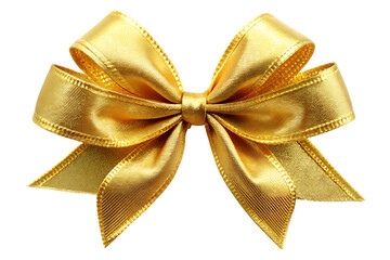  beautifu golden ribbon bow isolated on white background, PNG