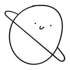 Funny planet. Kids design. Doodle sketch illustration. Vector outline illustration on white background.