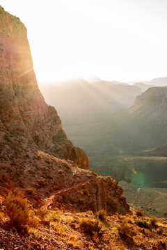 White male in his early 50s runs the Grand Canyon.