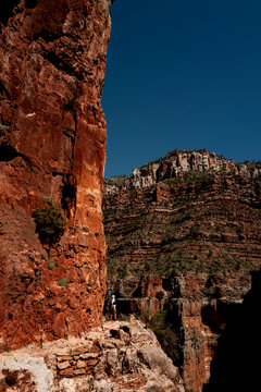 White male in his early 50s runs the Grand Canyon.