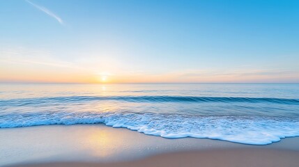 Fototapeta premium Sunrise over a calm ocean, symbolizing new beginnings and fresh starts