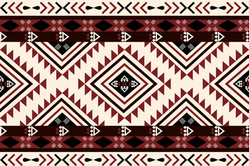 Navajo-inspired southwest seamless pattern with Native American and Aztec ethnic diamond motifs in burgundy and cream tones, perfect for textiles, rustic decor, or tribal fashion themes.
