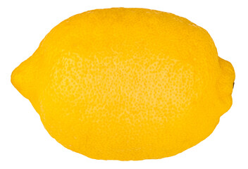 Yellow lemon fruit, side view isolated on transparent png background
