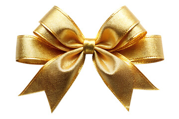  beautifu golden ribbon bow isolated on white background, PNG